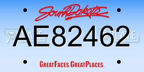 AE82462 South Dakota License Plate