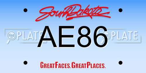 AE86 South Dakota License Plate