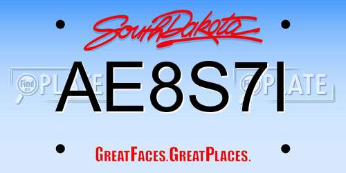 AE8S7I South Dakota License Plate
