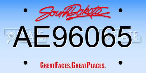 AE96065 South Dakota License Plate