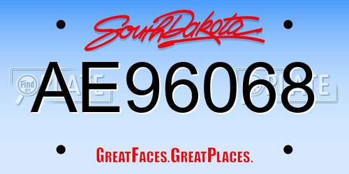 AE96068 South Dakota License Plate