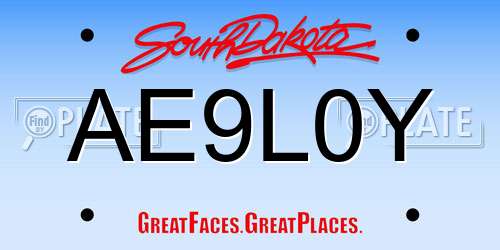 AE9L0Y South Dakota License Plate