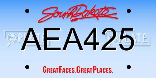 AEA425 South Dakota License Plate