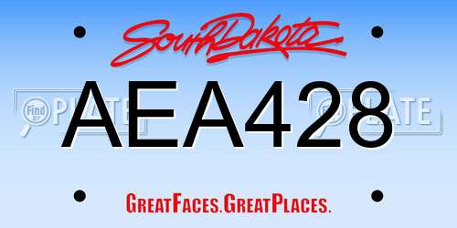 AEA428 South Dakota License Plate