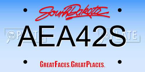 AEA42S South Dakota License Plate