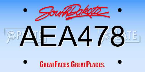AEA478 South Dakota License Plate