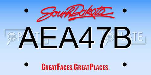 AEA47B South Dakota License Plate