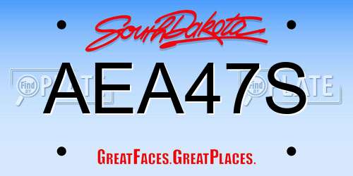 AEA47S South Dakota License Plate