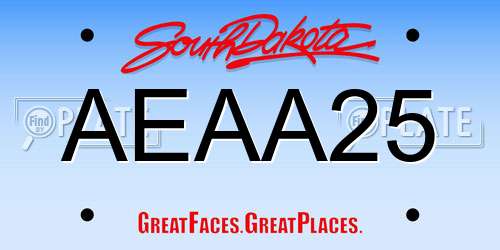 AEAA25 South Dakota License Plate
