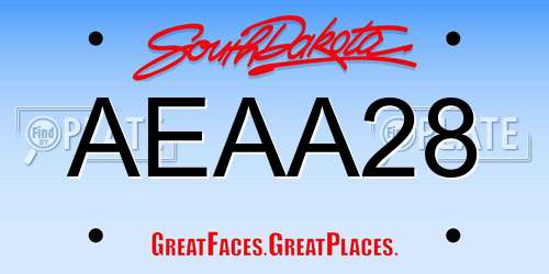AEAA28 South Dakota License Plate