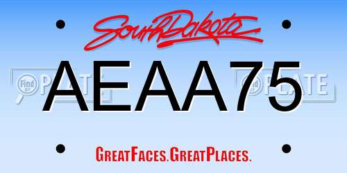 AEAA75 South Dakota License Plate