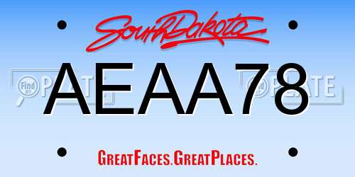 AEAA78 South Dakota License Plate