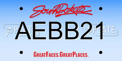 AEBB21 South Dakota License Plate