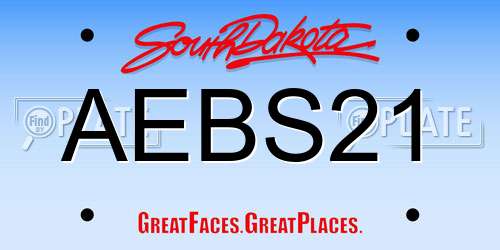 AEBS21 South Dakota License Plate
