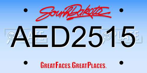 AED2515 South Dakota License Plate