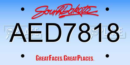 AED7818 South Dakota License Plate