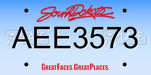 AEE3573 South Dakota License Plate