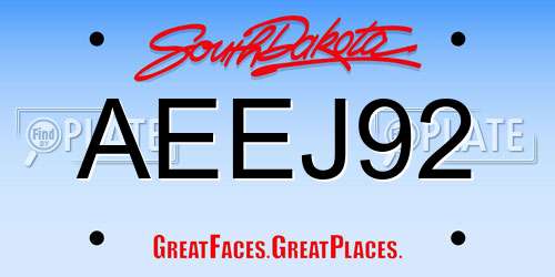 AEEJ92 South Dakota License Plate