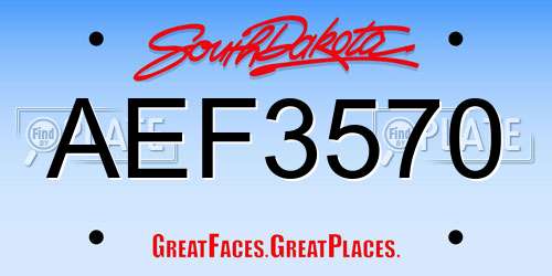 AEF3570 South Dakota License Plate