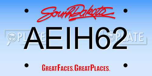 AEIH62 South Dakota License Plate