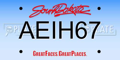 AEIH67 South Dakota License Plate