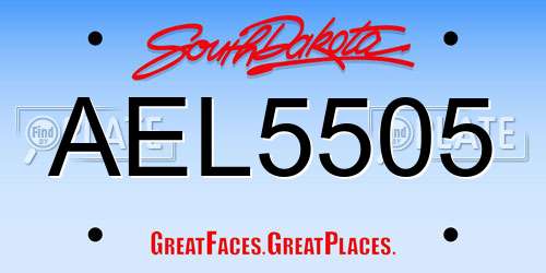 AEL5505 South Dakota License Plate