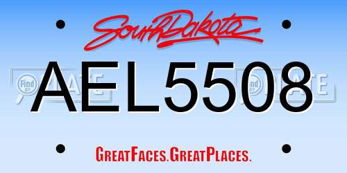 AEL5508 South Dakota License Plate