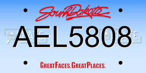 AEL5808 South Dakota License Plate