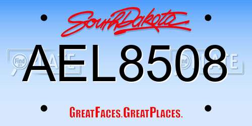 AEL8508 South Dakota License Plate