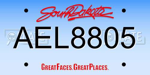 AEL8805 South Dakota License Plate