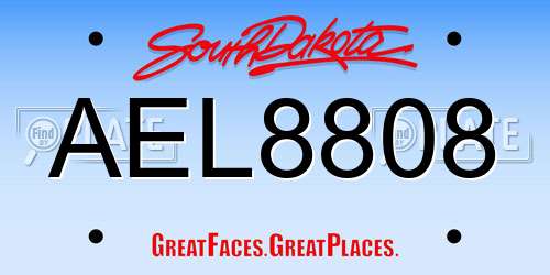 AEL8808 South Dakota License Plate