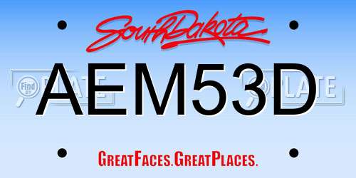 AEM53D South Dakota License Plate
