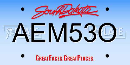 AEM53O South Dakota License Plate