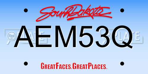AEM53Q South Dakota License Plate