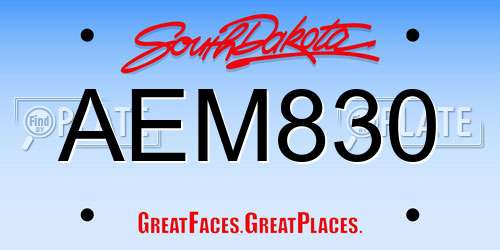 AEM830 South Dakota License Plate