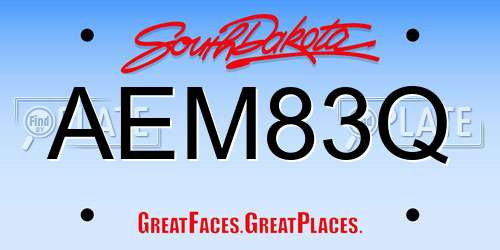 AEM83Q South Dakota License Plate