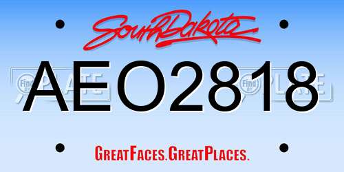 AEO2818 South Dakota License Plate