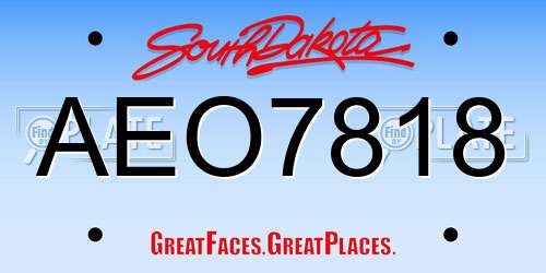 AEO7818 South Dakota License Plate