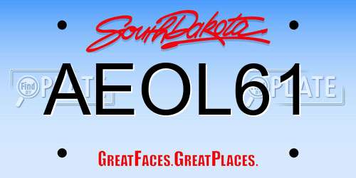 AEOL61 South Dakota License Plate