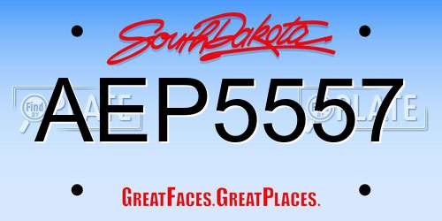 AEP5557 South Dakota License Plate