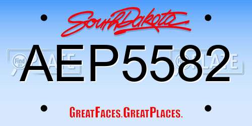 AEP5582 South Dakota License Plate