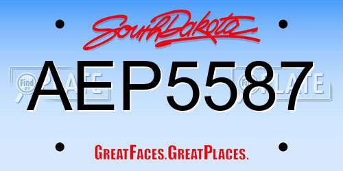 AEP5587 South Dakota License Plate