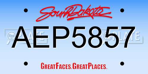 AEP5857 South Dakota License Plate