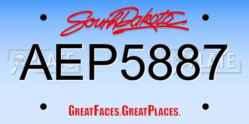 AEP5887 South Dakota License Plate