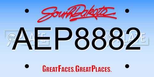 AEP8882 South Dakota License Plate