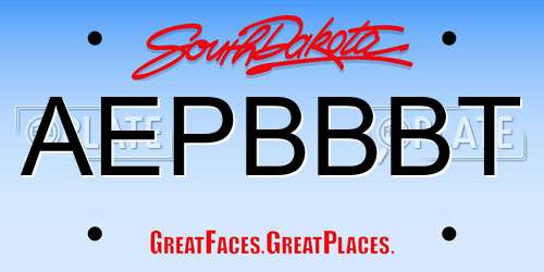 AEPBBBT South Dakota License Plate