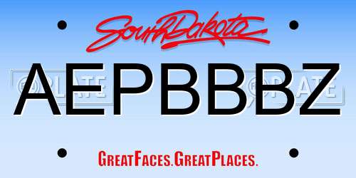 AEPBBBZ South Dakota License Plate