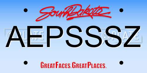 AEPSSSZ South Dakota License Plate
