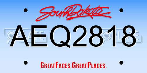 AEQ2818 South Dakota License Plate