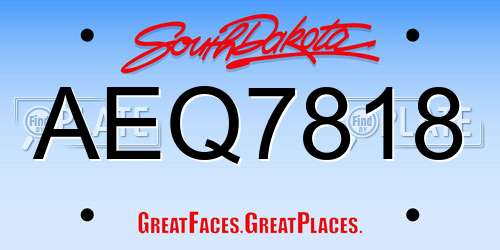 AEQ7818 South Dakota License Plate